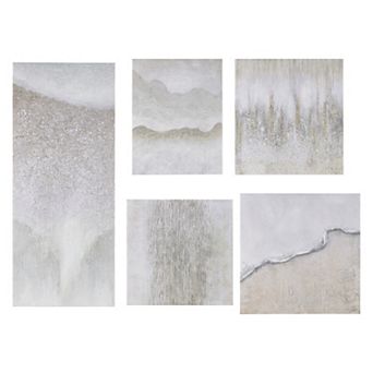Madison Park Natural Essence Hand Embellished Abstract Glitz Canvas Wall Art Gallery 5 pc Set