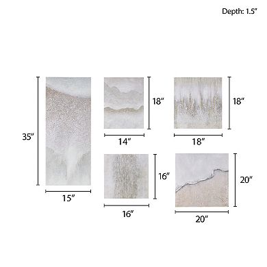 Madison Park Natural Essence Hand Embellished Abstract Glitz Canvas 5-Piece Gallery Set