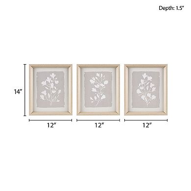 Madison Park Fair Florets Printed Framed Graphic 3-Piece Set