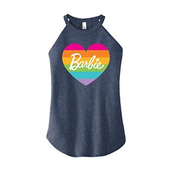 Junior's Barbie Heart Logo High Neck Graphic Tank Top