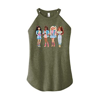 Junior's Barbie Retro High Neck Graphic Tank Top