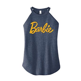 Junior's Barbie Floral Logo High Neck Graphic Tank Top