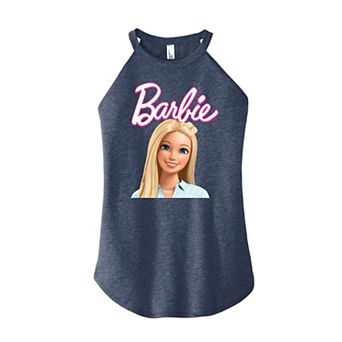 Junior's Barbie Portrait High Neck Graphic Tank Top