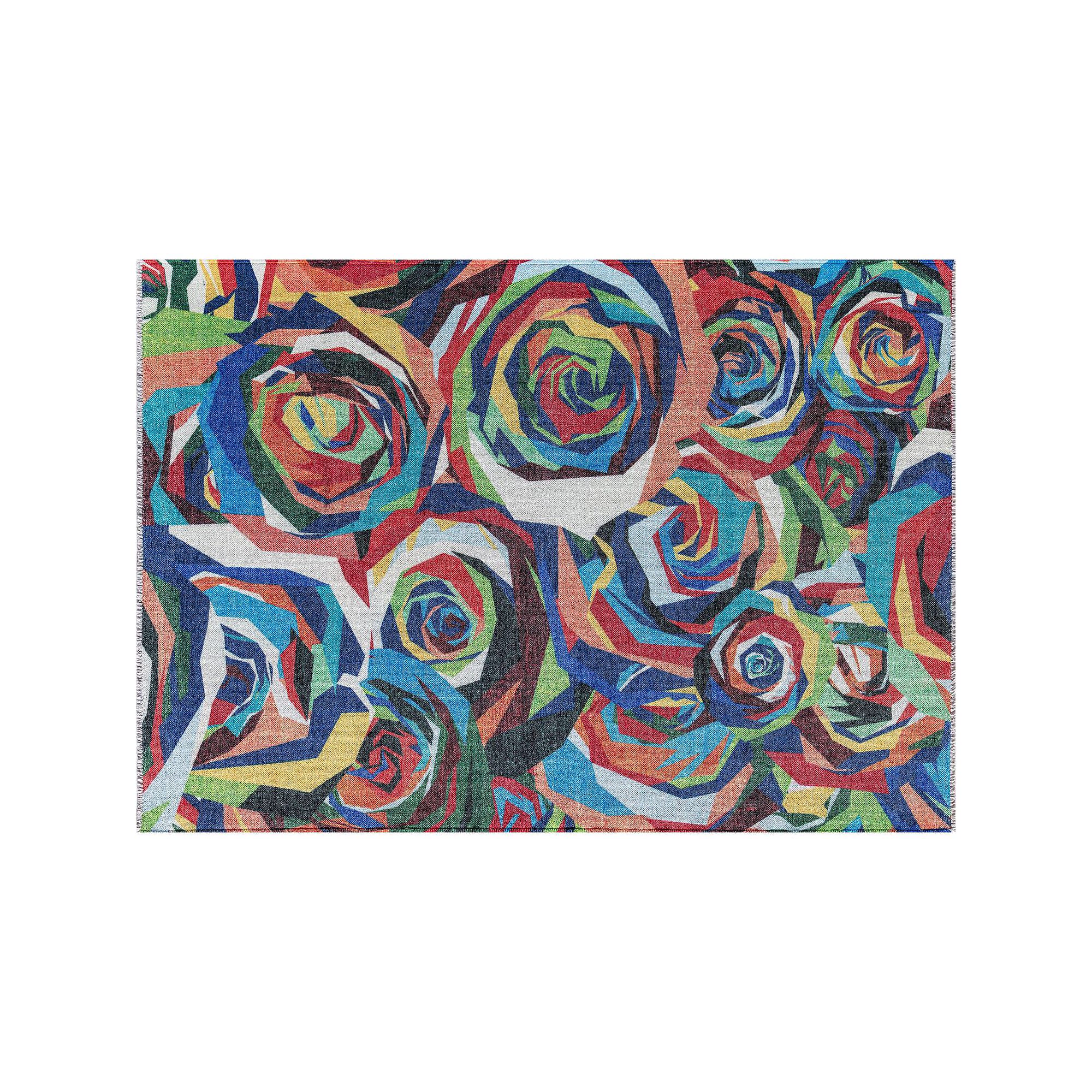 Elizabeth Sutton Soho Rose Modern Floral Area Rug, Coming Up Roses