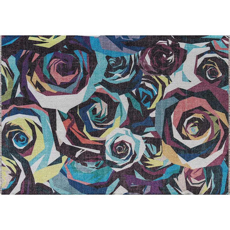 Elizabeth Sutton Soho Modern Floral Area Rug, Black, 8X10 Ft