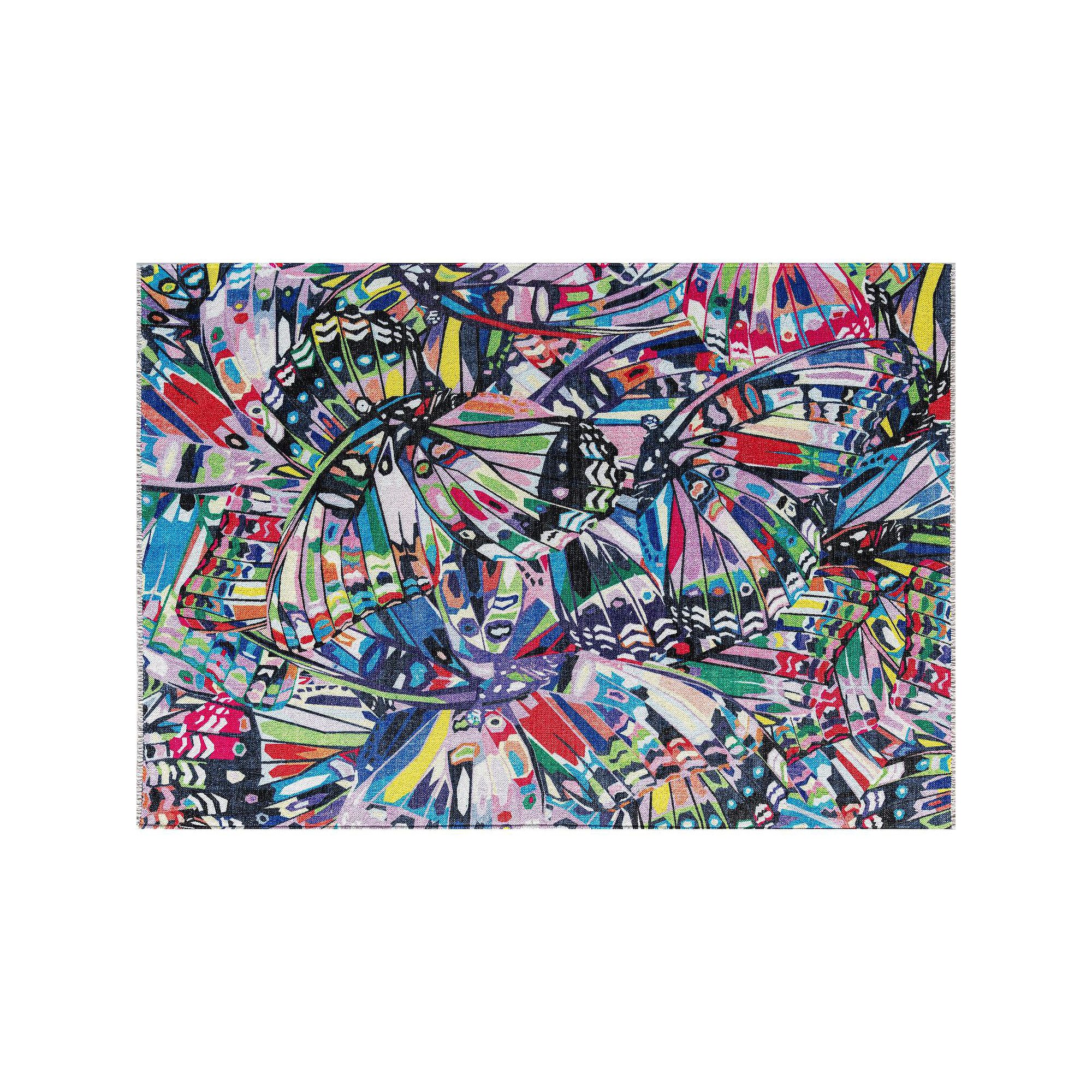 Elizabeth Sutton Soho Butterfly Modern Abstract Area Rug, Chasing Rainbows