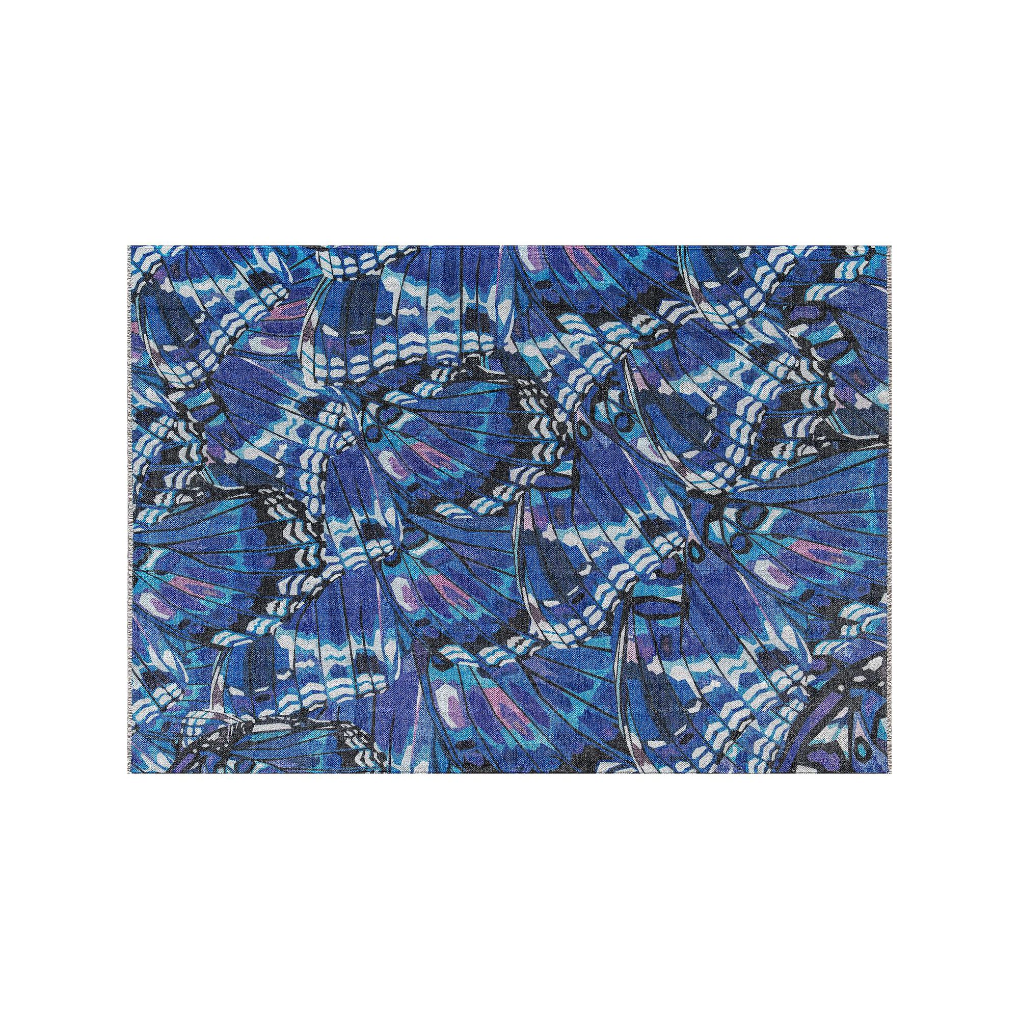 Elizabeth Sutton Soho Butterfly Modern Abstract Area Rug, Morpho Blue