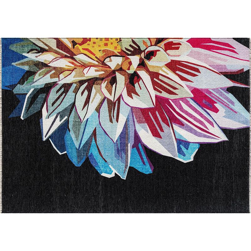 Elizabeth Sutton Soho Modern Floral Area Rug, Black, 8X10 Ft