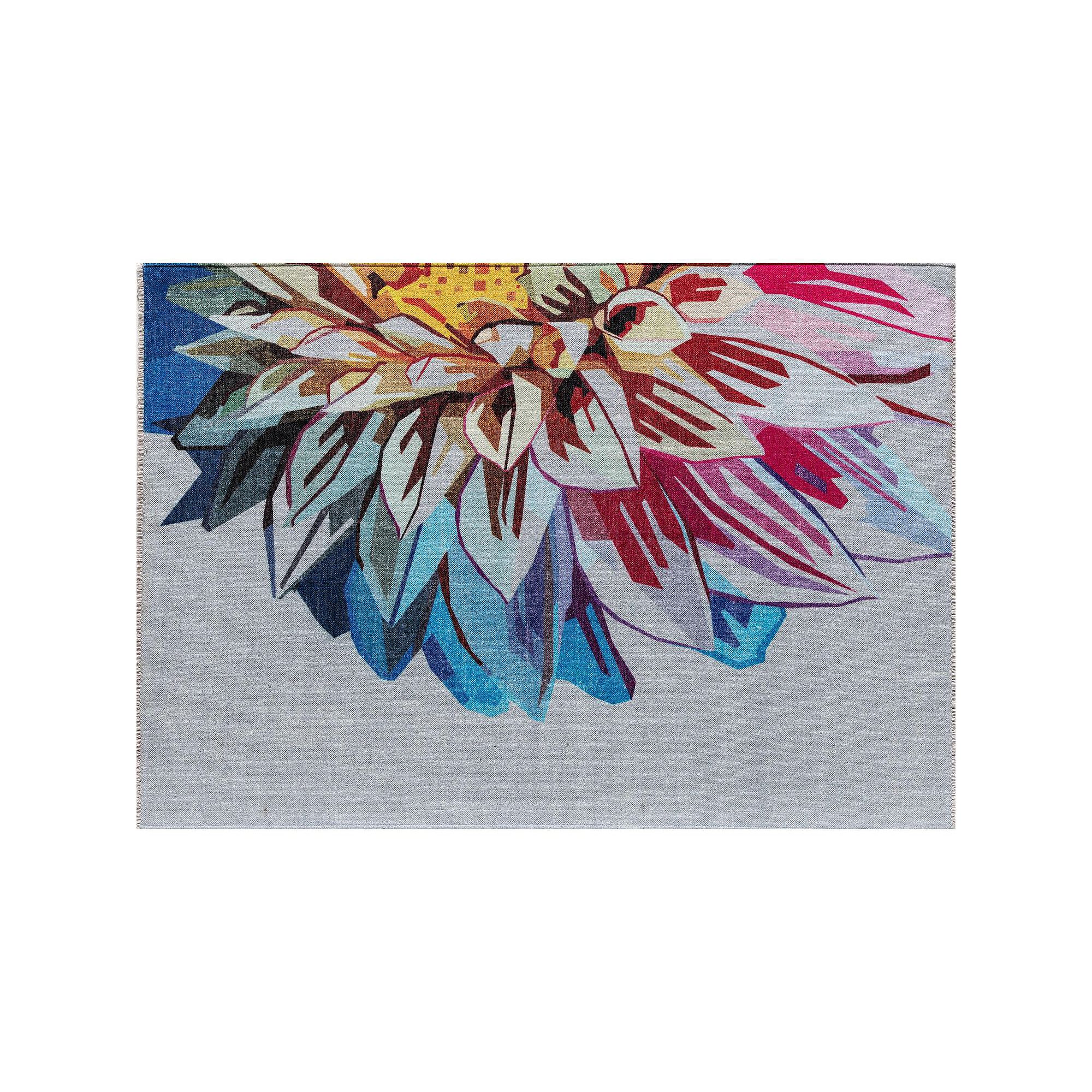 Elizabeth Sutton Soho Modern Floral Dahlia Area Rug, Space Dahlia