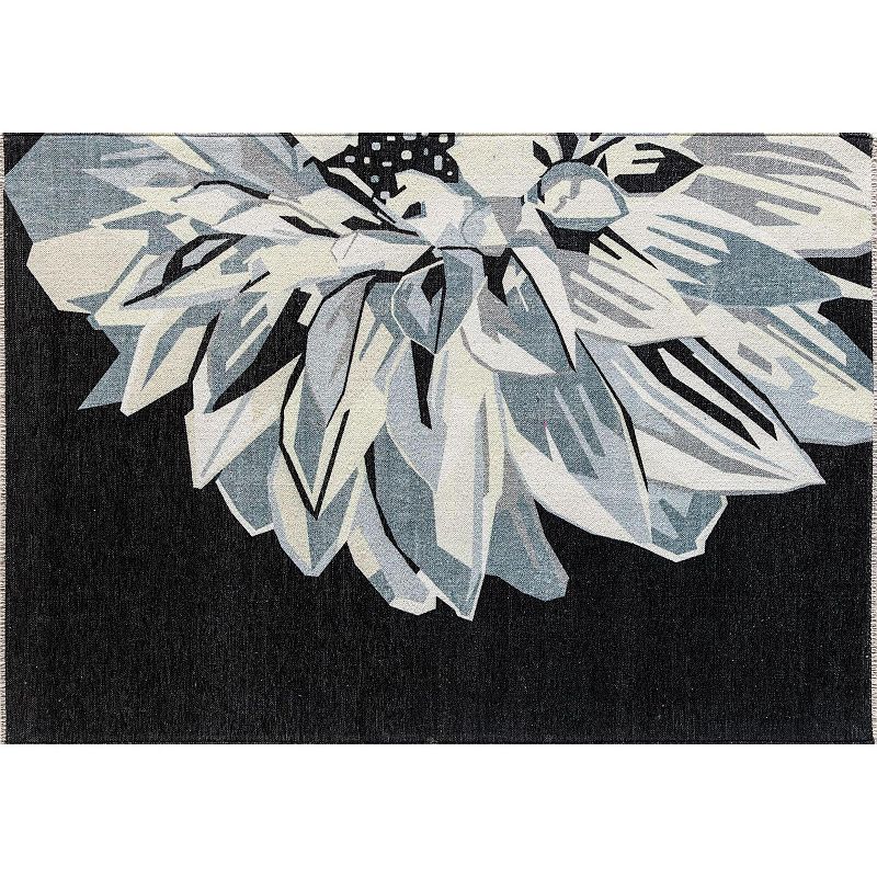 Elizabeth Sutton Soho Modern Floral Area Rug, Black, 8X10 Ft