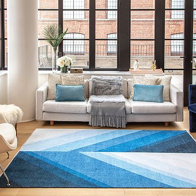 Elizabeth Sutton Soho Blue Modern Stripe Area Rug