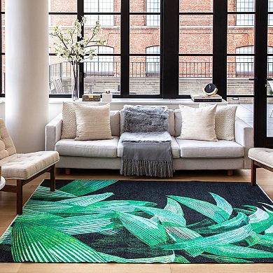 Elizabeth Sutton Soho Modern Floral Palm Area Rug