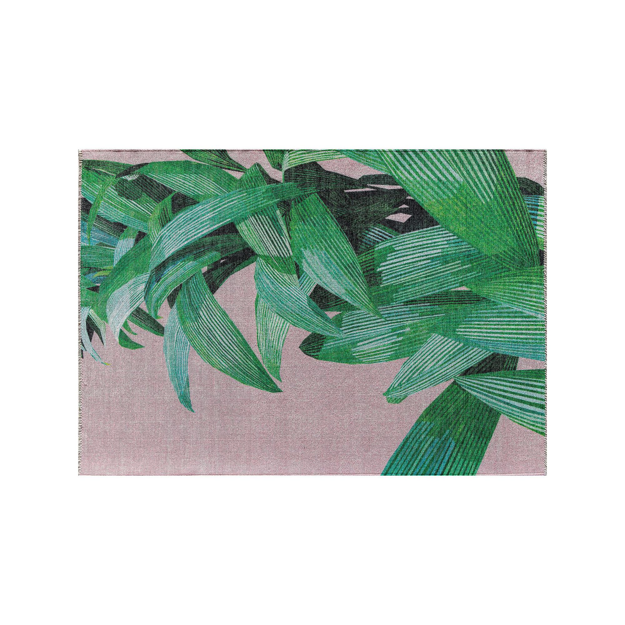 Elizabeth Sutton Soho Modern Floral Palm Area Rug, Pink Palm