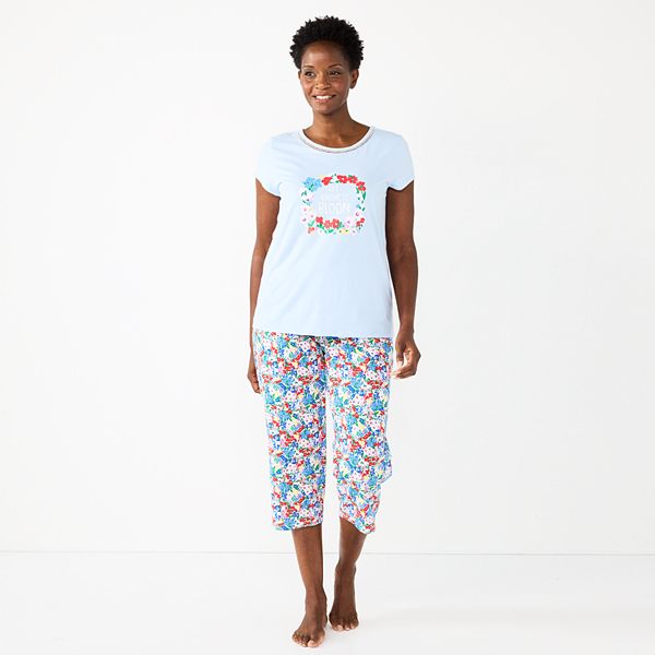 Petite Croft & Barrow® Short Sleeve Pajama Top & Capri Pajama