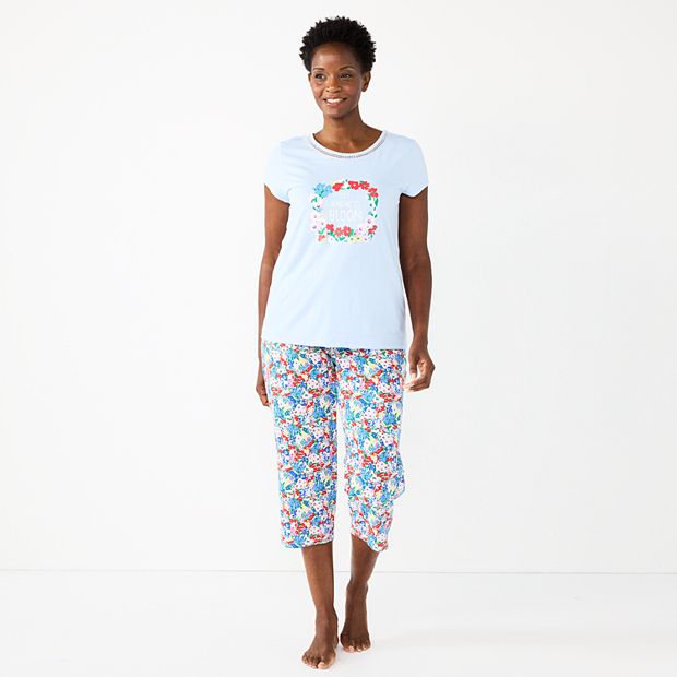 Women's Croft & Barrow® Short Sleeve Pajama Top & Capri Pajama