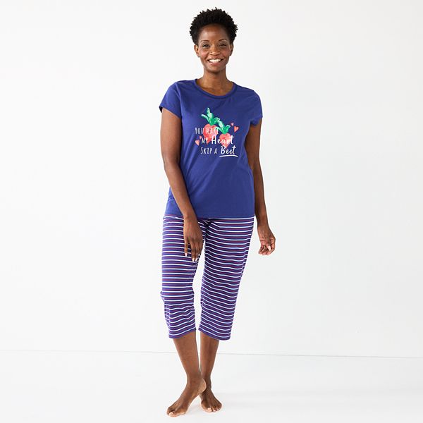 Petite Croft & Barrow® Short Sleeve Pajama Top & Capri Pajama