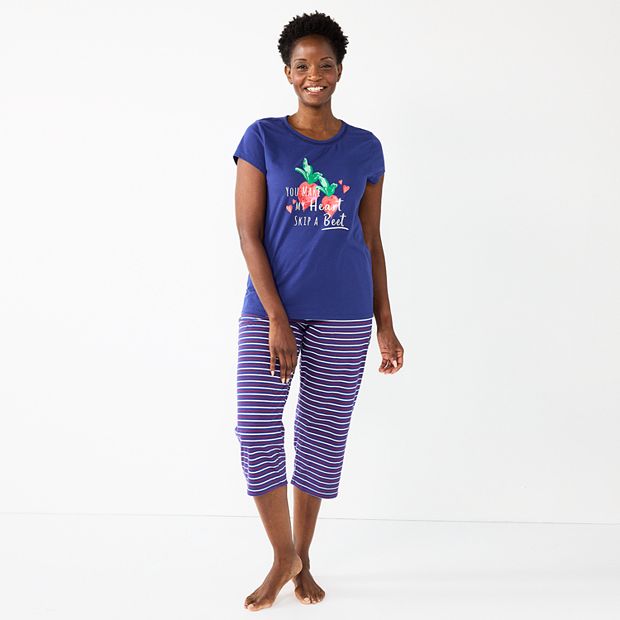 Petite Croft & Barrow® Short Sleeve Pajama Top & Capri Pajama