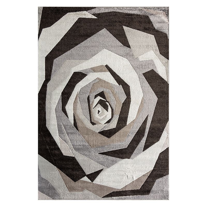 Elizabeth Sutton Vincenzo Modern Floral Area Rug, Black, 8X10 Ft