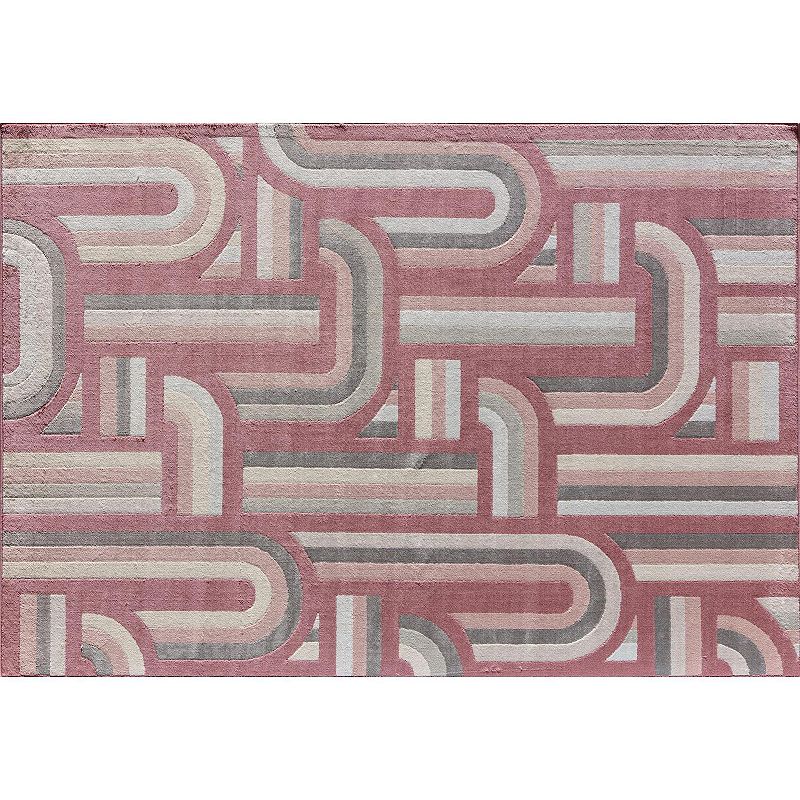 Elizabeth Sutton Vincenzo Modern Geometric Area Rug, Pink, 8X10 Ft