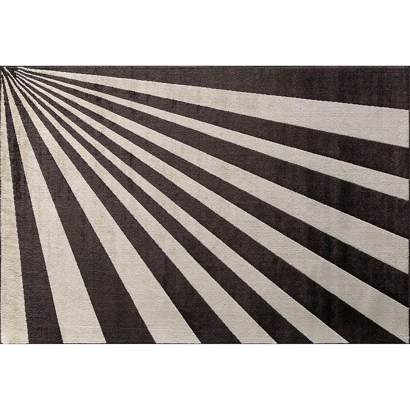 Elizabeth Sutton Vincenzo Modern Stripe Area Rug, Black, 8X10 Ft