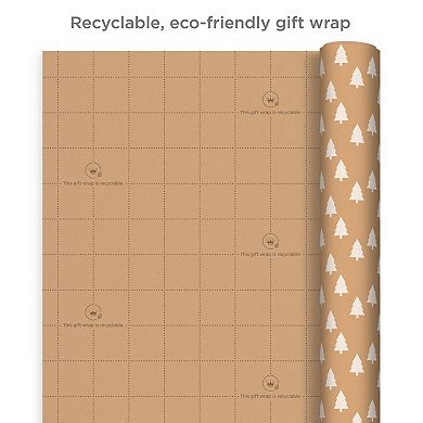 Hallmark Recyclable Kraft Wrapping Paper with Cut Lines 3-Rolls
