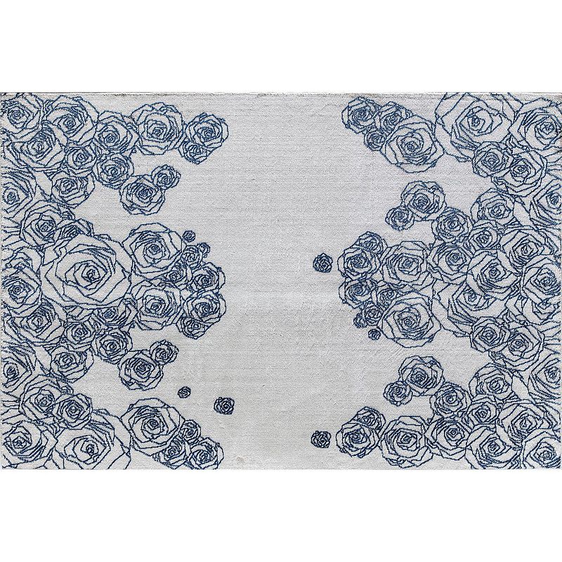 Elizabeth Sutton Vincenzo Transitional Floral Area Rug, White, 8X10 Ft