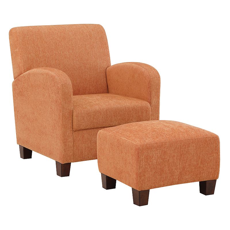 OSP Home Furnishings Aiden Chair & Ottoman Herringbone Set, Orange