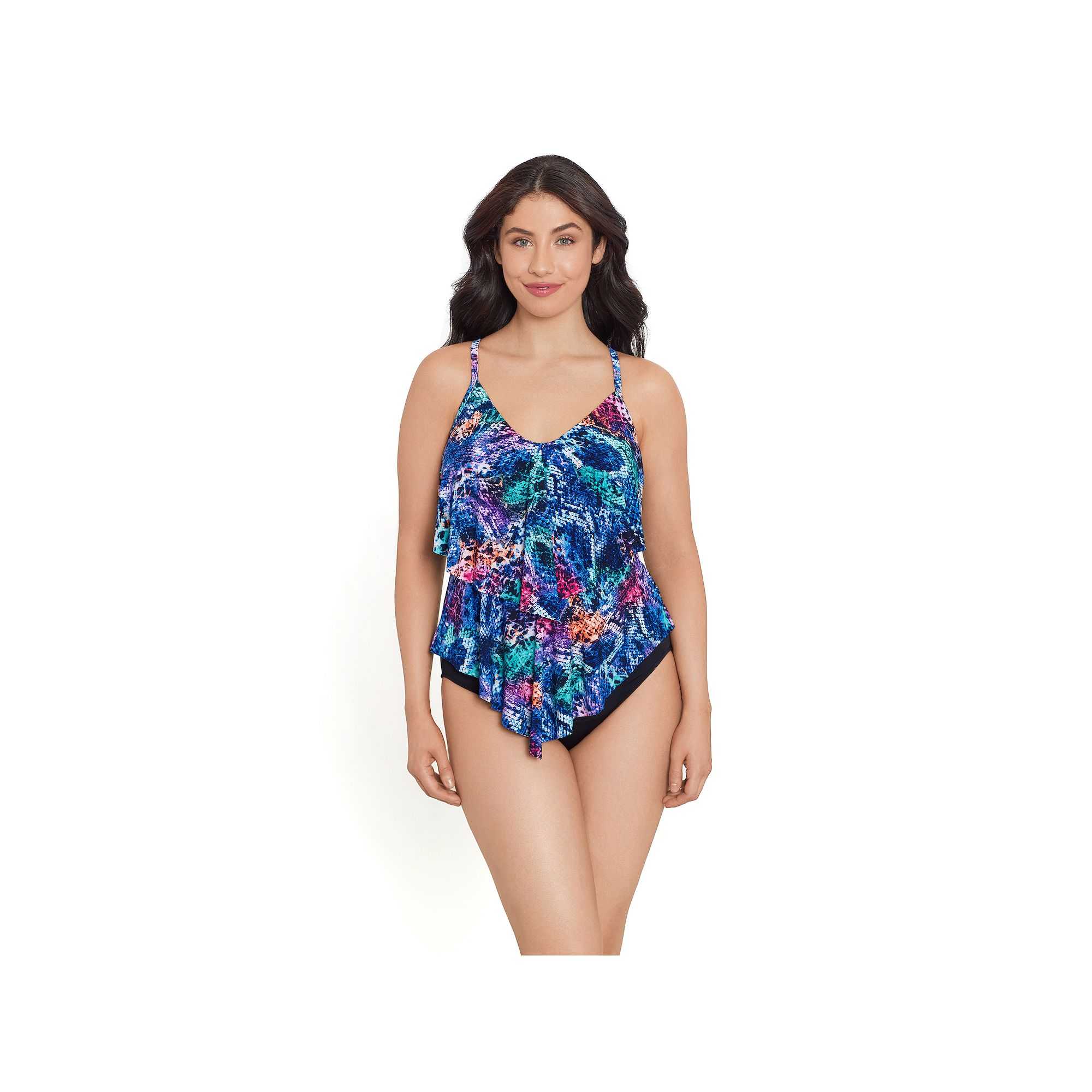 Womens Trimshaper Ronnie Tankini Top, Size: 10, Prismatic Python