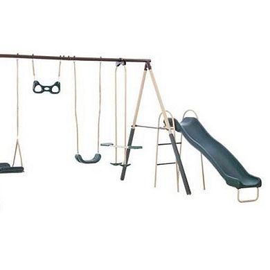XDP Recreation Deerfield Playground Swing Set, Super Disc, Slide, Glider & Swing