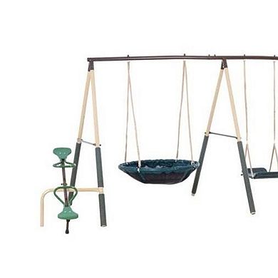 XDP Recreation Deerfield Playground Swing Set, Super Disc, Slide, Glider & Swing