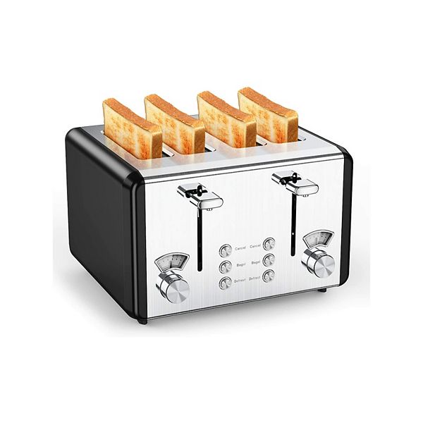 4 Slice Toaster, whall Stainless Steel,Bagel Toaster6 Bread Shade