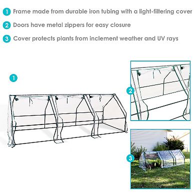 Sunnydaze Iron Plastic Cover Seed Cloche Zippered Mini Greenhouse - Clear