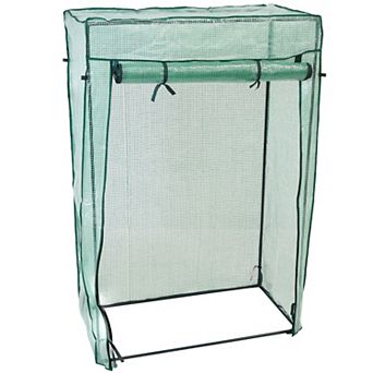 Sunnydaze Large Iron Polyethylene Cover Portable Plant Greenhouse - Green