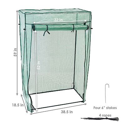 Sunnydaze Large Iron Polyethylene Cover Portable Plant Greenhouse - Green