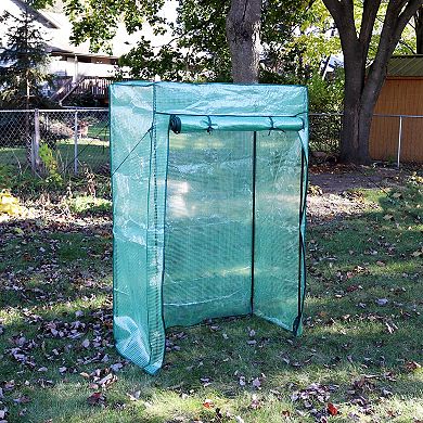 Sunnydaze Large Iron Polyethylene Cover Portable Plant Greenhouse - Green