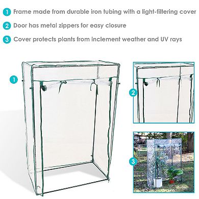 Sunnydaze Large Iron Polyethylene Cover Portable Plant Greenhouse - Clear