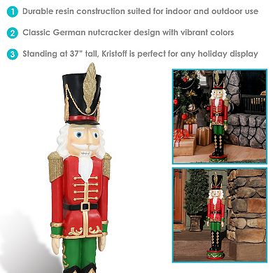 Sunnydaze Kristoff the Nutcracker Soldier - 37-Inch Christmas Decor