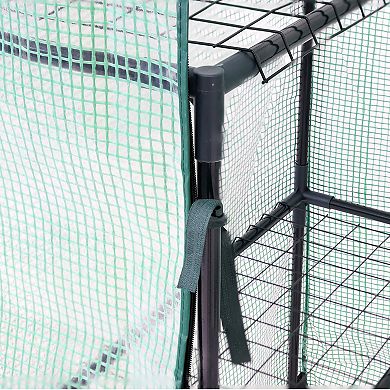 Sunnydaze Deluxe Walk-In Greenhouse with 4 Shelves for Outdoors - Green