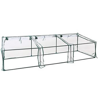 Sunnydaze Iron PVC Cover Mini Slant Cloche Greenhouse with Zipper - Clear