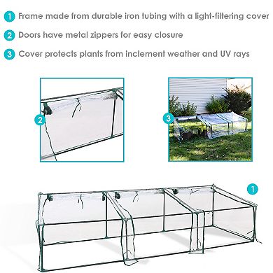 Sunnydaze Mini Slanted Cloche Greenhouse with Zippered Doors - Clear