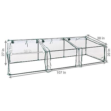 Sunnydaze Mini Slanted Cloche Greenhouse with Zippered Doors - Clear