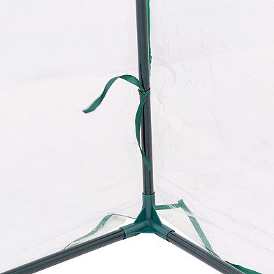 Sunnydaze Mini Slanted Cloche Greenhouse with Zippered Doors - Clear