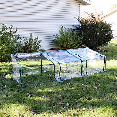 Sunnydaze Mini Slanted Cloche Greenhouse with Zippered Doors - Clear