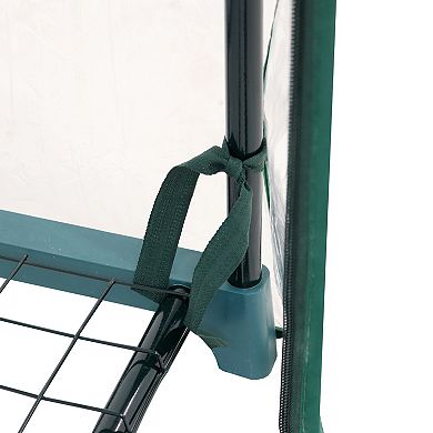 Sunnydaze 2-Tier Iron PVC Cover Mini Greenhouse and Roll-Up Zipper - Clear