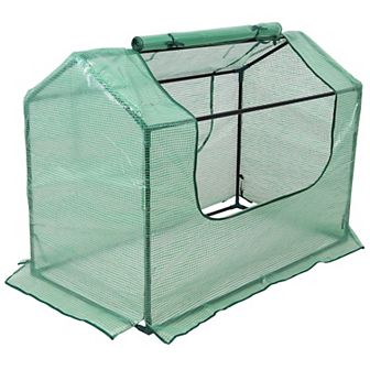 Sunnydaze Steel PVC Panel Mini Greenhouse with 2 Doors - Green