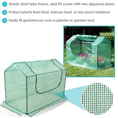 Sunnydaze 4 x 2 ft Steel PVC Panel Mini Greenhouse with 2 Doors - Green