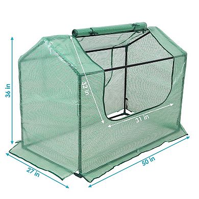 Sunnydaze 4 x 2 ft Steel PVC Panel Mini Greenhouse with 2 Doors - Green