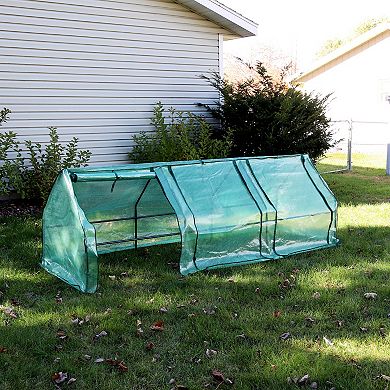 Sunnydaze Iron Plastic Cover Seed Cloche Zippered Mini Greenhouse - Green