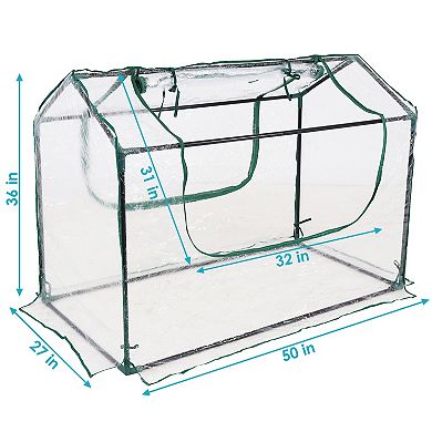 Sunnydaze 4 x 2 ft Steel PVC Panel Mini Greenhouse with 2 Doors - Clear