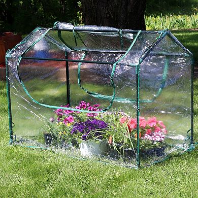 Sunnydaze Steel PVC Panel Mini Greenhouse with 2 Doors - Clear